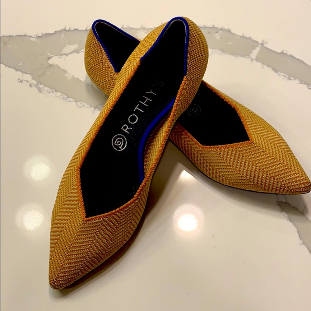 Rothy’s yellow pointed toe flat